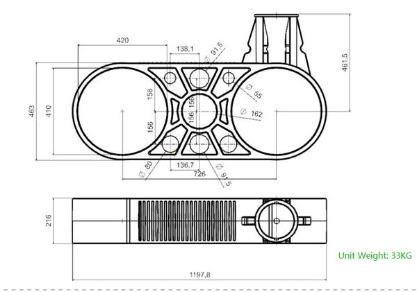 400mm hdpe bracket soporte de polietileno de alta densidad de 400 mm