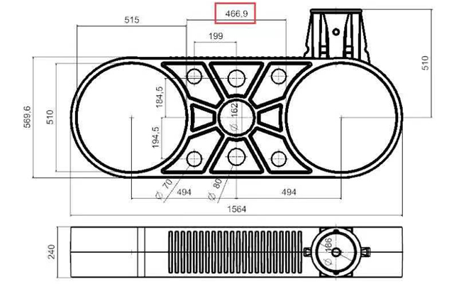 soporte de hdpe de inyecci&oacute;n de 500 mm
