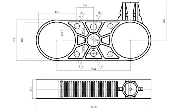 Soporte de jaula para peces de 450 mm y 2 agujeros